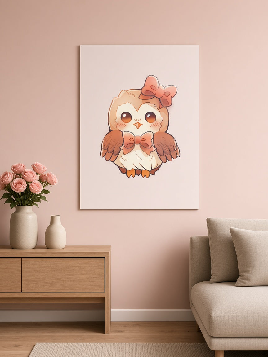 Cute Owl with Bow Poster | Faelight Art