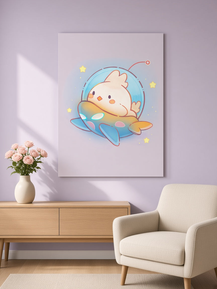 Cute Chick Astronaut Poster | Faelight Art